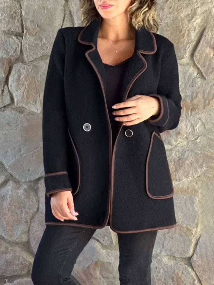 Levoire | Manteau En Laine Midi-Long Avec Boutons Poches Col À Revers Femme Élégant Décontracté Oversized Veste Noir