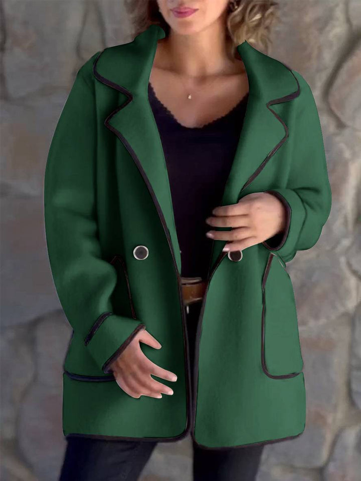 Levoire | Manteau En Laine Midi-Long Avec Boutons Poches Col À Revers Femme Élégant Décontracté Oversized Veste Vert