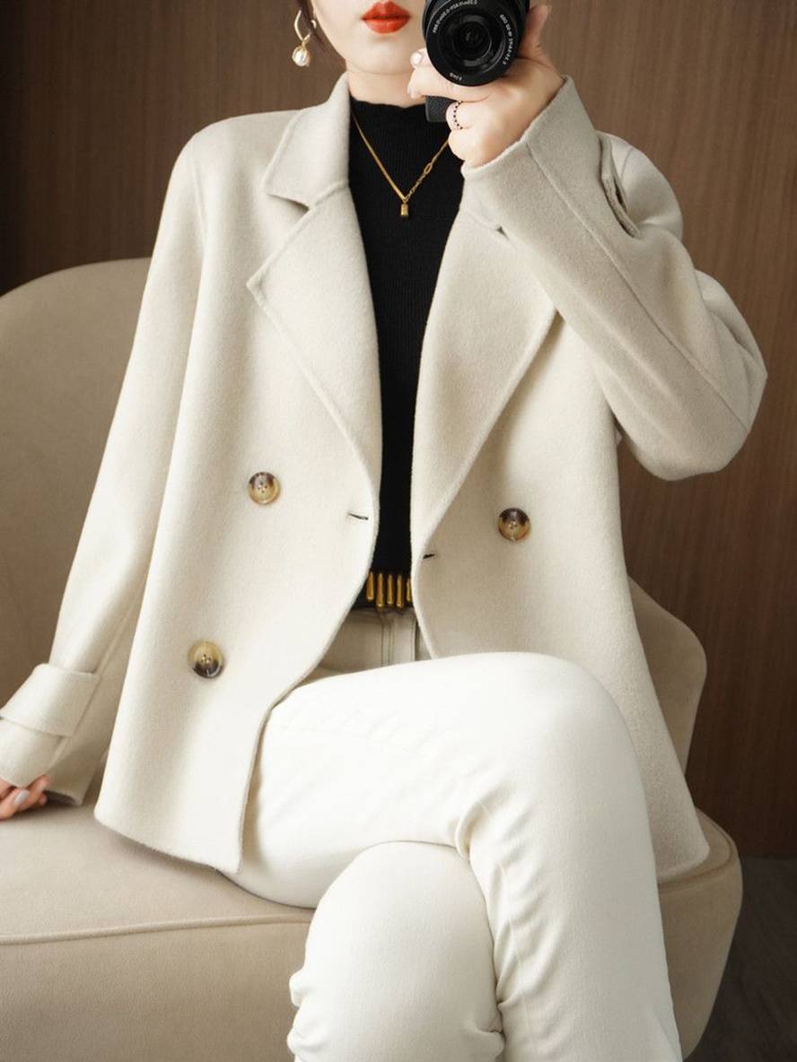 Levoire | Manteau Caban Unicolor Avec Double Boutonnière Et Col Revers Pour Femmes Élégant Décontracté Veste