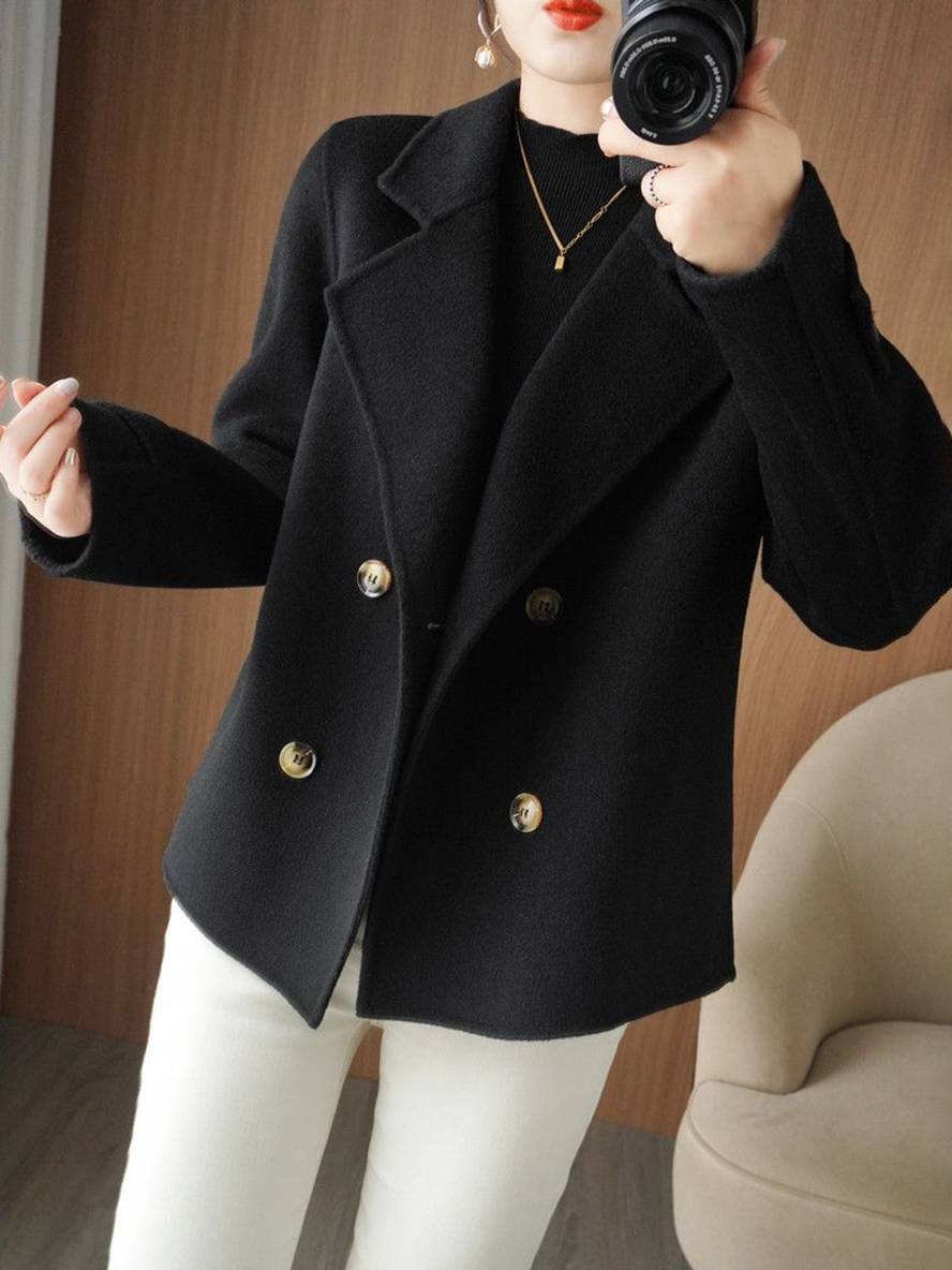 Levoire | Manteau Caban Unicolor Avec Double Boutonnière Et Col Revers Pour Femmes Élégant Décontracté Veste