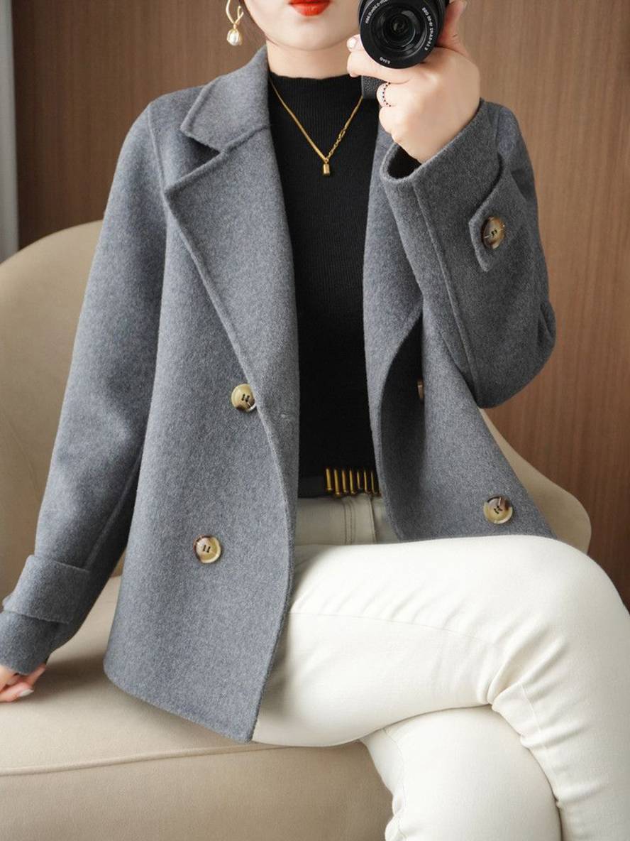 Levoire | Manteau Caban Unicolor Avec Double Boutonnière Et Col Revers Pour Femmes Élégant Décontracté Veste