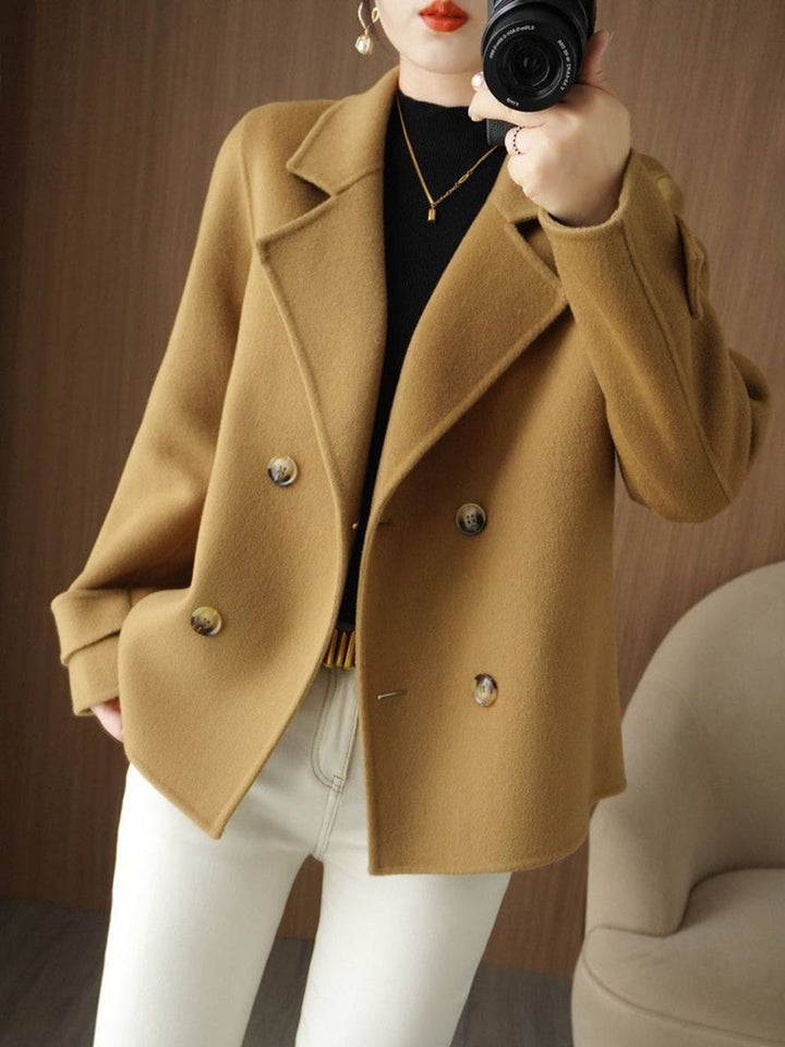 Levoire | Manteau Caban Unicolor Avec Double Boutonnière Et Col Revers Pour Femmes Élégant Décontracté Veste Chameau