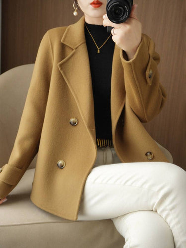 Levoire | Manteau Caban Unicolor Avec Double Boutonnière Et Col Revers Pour Femmes Élégant Décontracté Veste