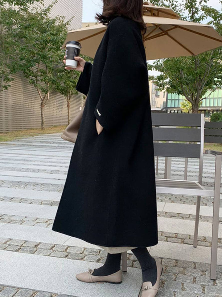 Levoire | Manteau Long Jusqu'Aux Chevilles Pour Femmes Droite Poches Longues Manches Femmes Élégant Décontracté Surdimensionné