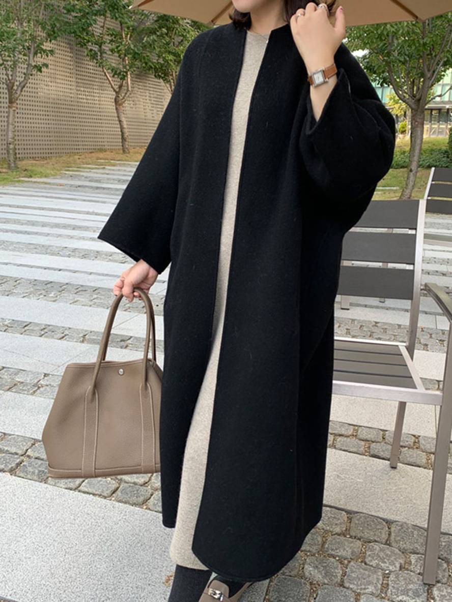 Levoire | Manteau Long Jusqu'Aux Chevilles Pour Femmes Droite Poches Longues Manches Femmes Élégant Décontracté Surdimensionné