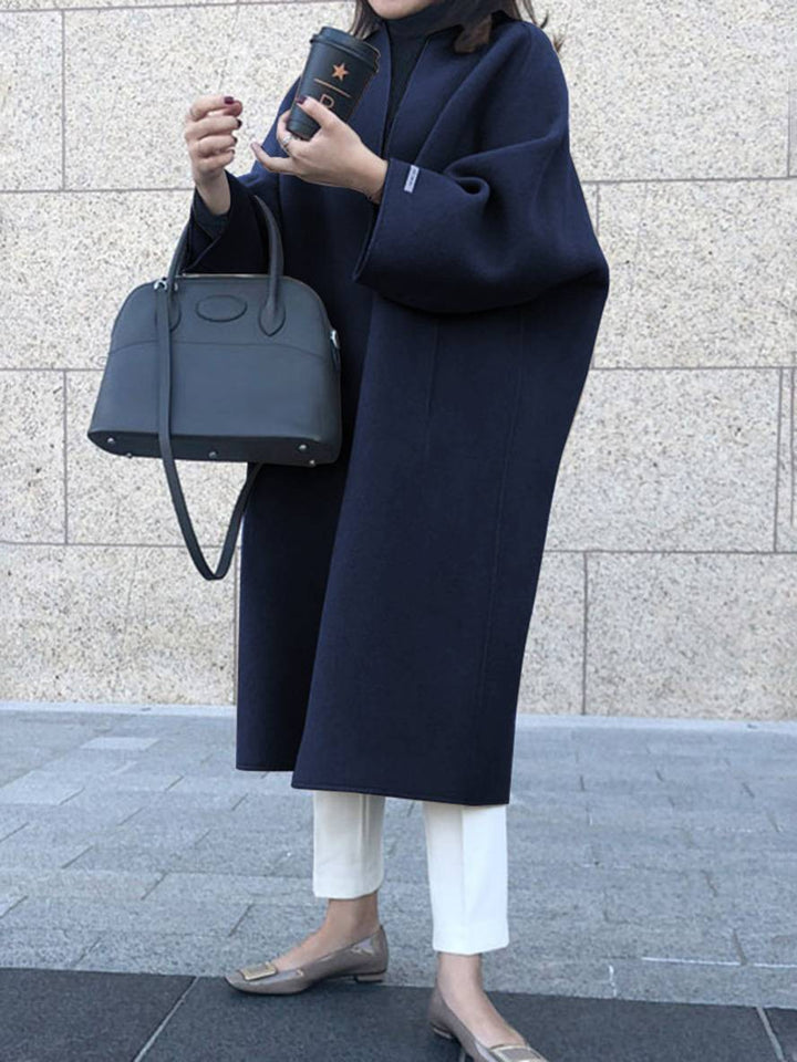 Levoire | Manteau Long Jusqu'Aux Chevilles Pour Femmes Droite Poches Longues Manches Femmes Élégant Décontracté Surdimensionné Bleu TAILLE UNIQUE