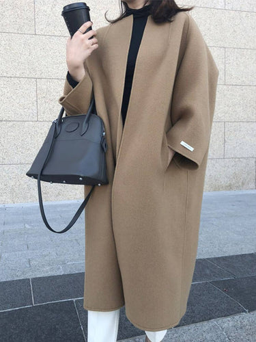 Levoire | Manteau Long Jusqu'Aux Chevilles Pour Femmes Droite Poches Longues Manches Femmes Élégant Décontracté Surdimensionné