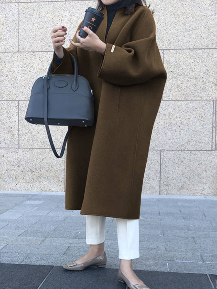 Levoire | Manteau Long Jusqu'Aux Chevilles Pour Femmes Droite Poches Longues Manches Femmes Élégant Décontracté Surdimensionné Café TAILLE UNIQUE