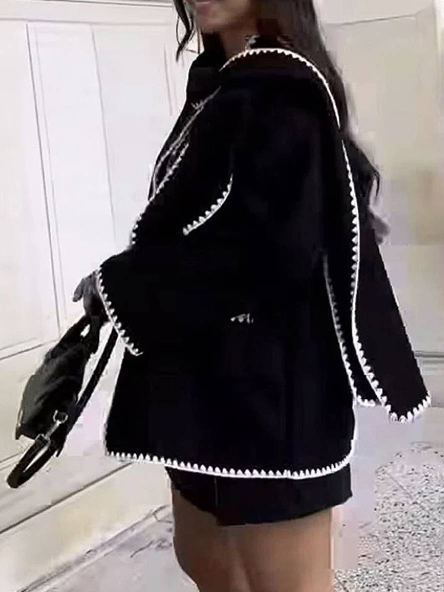 Levoire | Manteau En Laine Avec Poches À Bouton Et Cordon À Manches Longues Pour Femmes Élégant Décontracté Mode Veste