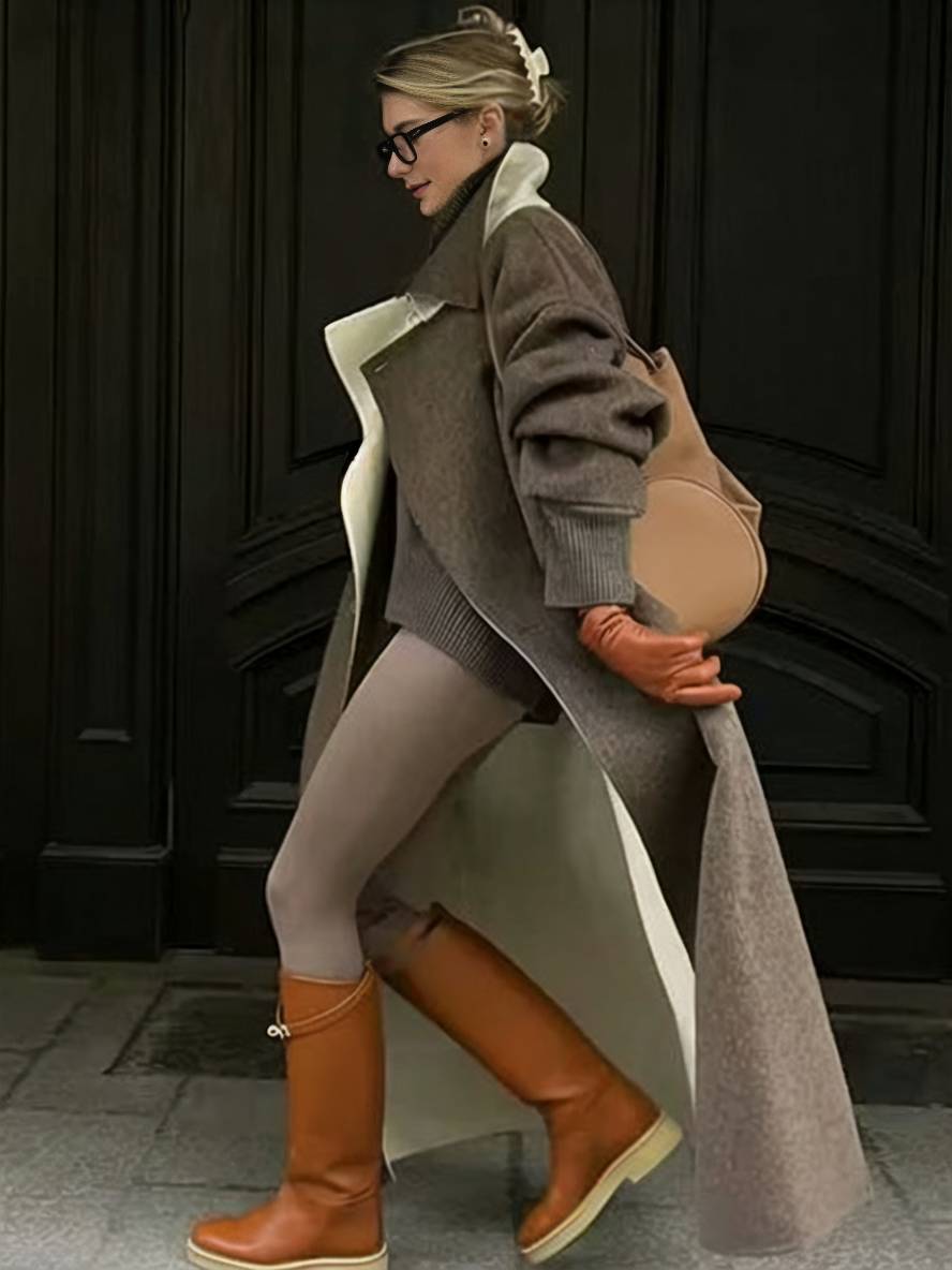 Levoire | Manteau En Laine Plus Long Avec Boutons, Poches, Col À Revers, Manches Longues Pour Femmes, Élégant, Décontracté, Ample, Hiver, Chic, Veste