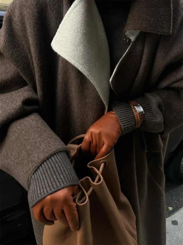 Levoire | Manteau En Laine Plus Long Avec Boutons, Poches, Col À Revers, Manches Longues Pour Femmes, Élégant, Décontracté, Ample, Hiver, Chic, Veste