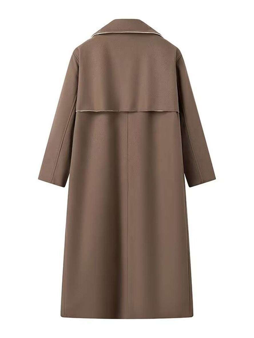 Levoire | Manteau En Laine Plus Long Avec Boutons, Poches, Col À Revers, Manches Longues Pour Femmes, Élégant, Décontracté, Ample, Hiver, Chic, Veste