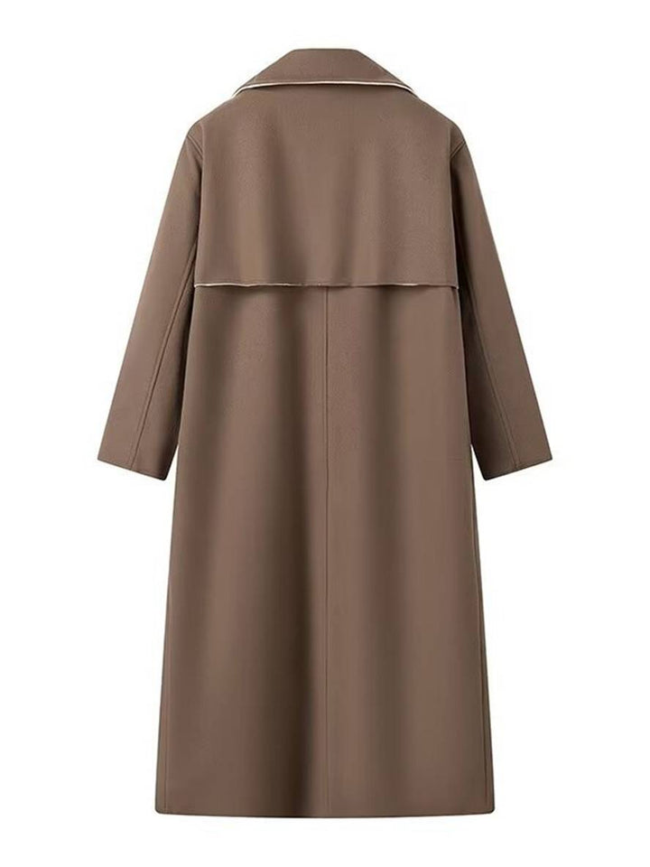 Levoire | Manteau En Laine Plus Long Avec Boutons, Poches, Col À Revers, Manches Longues Pour Femmes, Élégant, Décontracté, Ample, Hiver, Chic, Veste