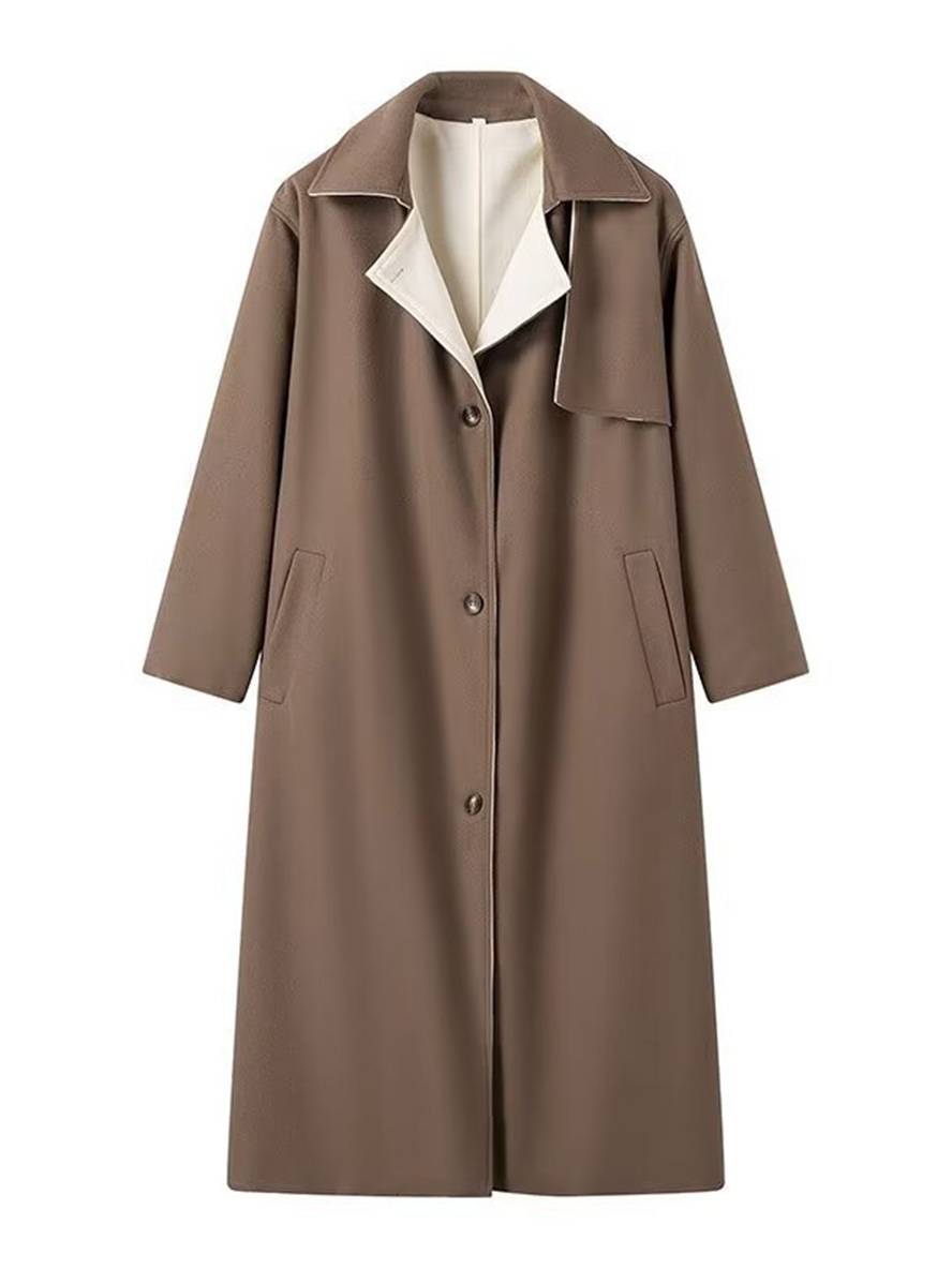 Levoire | Manteau En Laine Plus Long Avec Boutons, Poches, Col À Revers, Manches Longues Pour Femmes, Élégant, Décontracté, Ample, Hiver, Chic, Veste