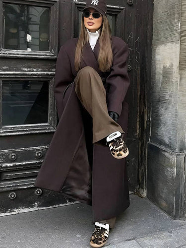 Levoire | Manteau Cabans Long Double Boutons Poches Col Revers Dame Élégant Décontracté Oversized Hiver Veste
