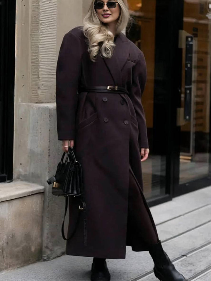 Levoire | Manteau Cabans Long Double Boutons Poches Col Revers Dame Élégant Décontracté Oversized Hiver Veste