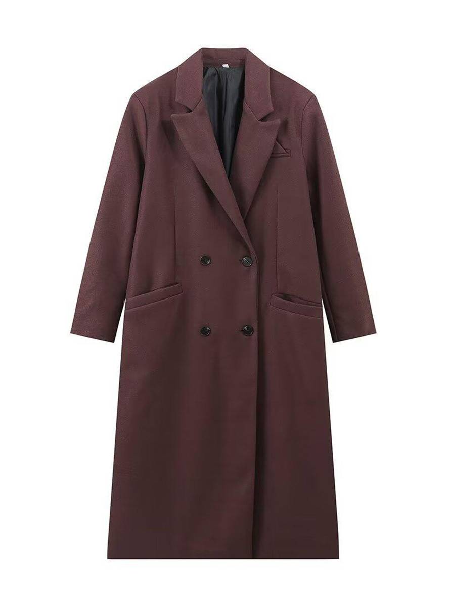 Levoire | Manteau Cabans Long Double Boutons Poches Col Revers Dame Élégant Décontracté Oversized Hiver Veste