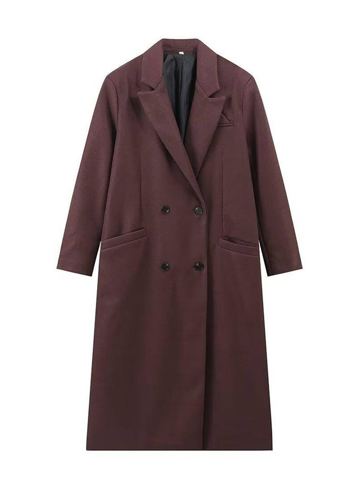 Levoire | Manteau Cabans Long Double Boutons Poches Col Revers Dame Élégant Décontracté Oversized Hiver Veste