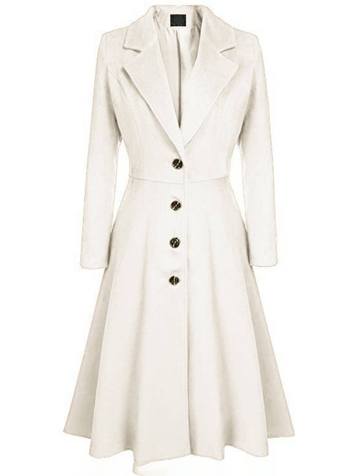 Levoire | Manteau Mi-Long En Laine A-Ligne Boutons Col À Revers Manches Longues Pour Femmes Élégant Décontracté Gilet Décontracté