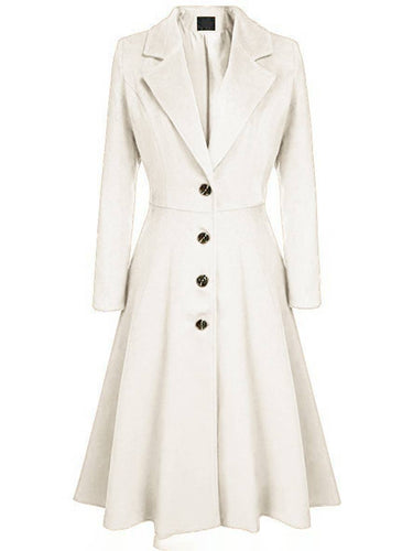 Levoire | Manteau Mi-Long En Laine A-Ligne Boutons Col À Revers Manches Longues Pour Femmes Élégant Décontracté Gilet Décontracté