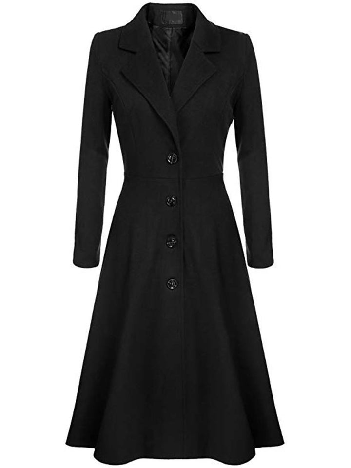 Levoire | Manteau Mi-Long En Laine A-Ligne Boutons Col À Revers Manches Longues Pour Femmes Élégant Décontracté Gilet Décontracté