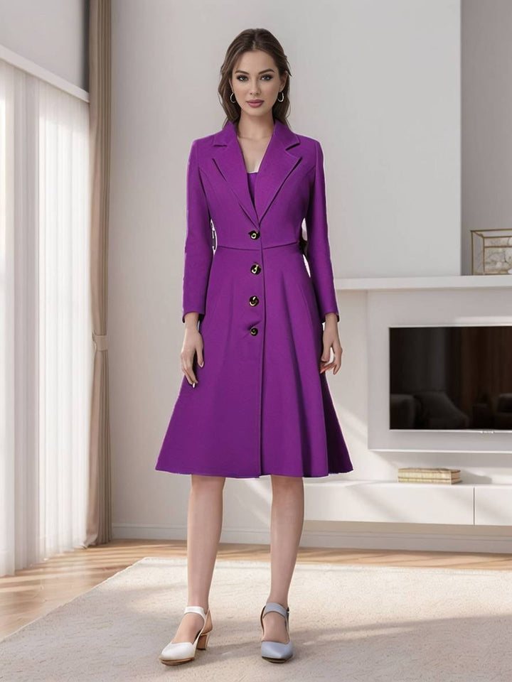 Levoire | Manteau Mi-Long En Laine A-Ligne Boutons Col À Revers Manches Longues Pour Femmes Élégant Décontracté Gilet Décontracté