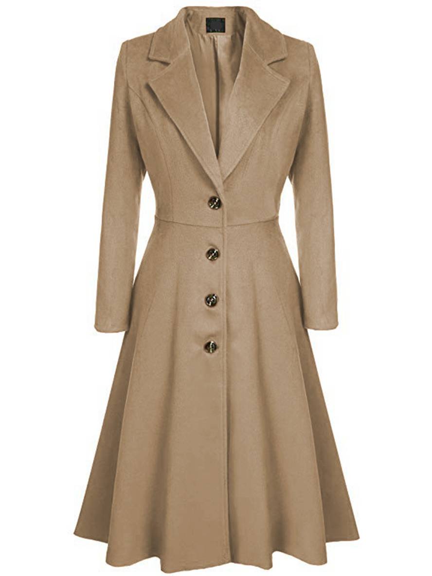 Levoire | Manteau Mi-Long En Laine A-Ligne Boutons Col À Revers Manches Longues Pour Femmes Élégant Décontracté Gilet Décontracté
