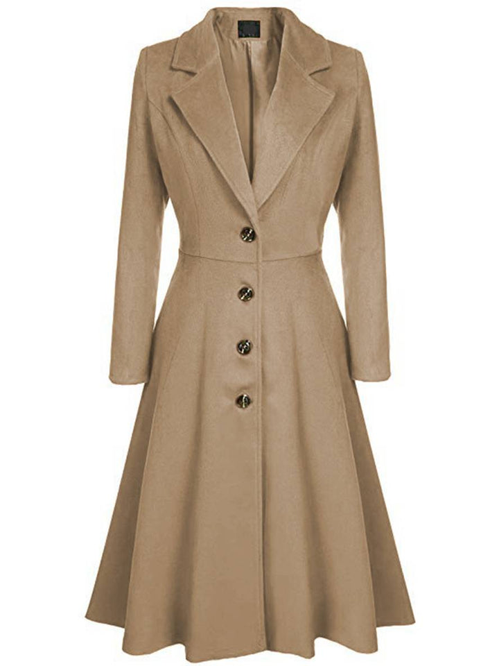 Levoire | Manteau Mi-Long En Laine A-Ligne Boutons Col À Revers Manches Longues Pour Femmes Élégant Décontracté Gilet Décontracté