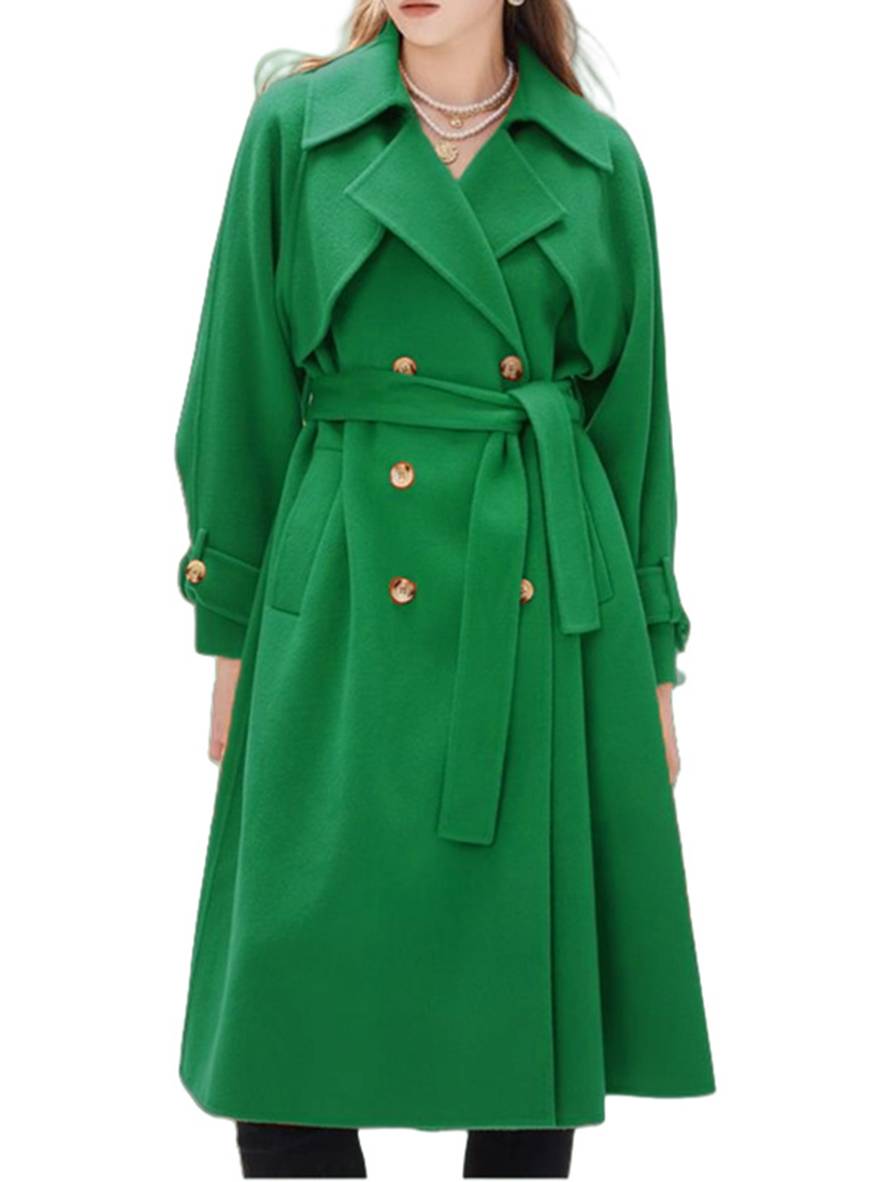 Levoire | Mi-Long Manteau En Laine Avec Double Boutonnage Poches Ceinture Femme Élégant Casual Surdimensionné