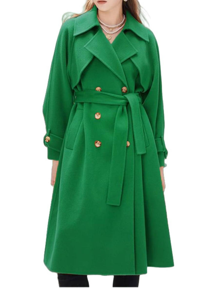 Levoire | Mi-Long Manteau En Laine Avec Double Boutonnage Poches Ceinture Femme Élégant Casual Surdimensionné