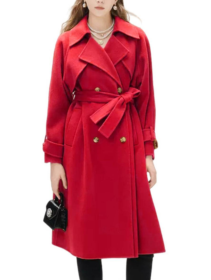Levoire | Mi-Long Manteau En Laine Avec Double Boutonnage Poches Ceinture Femme Élégant Casual Surdimensionné
