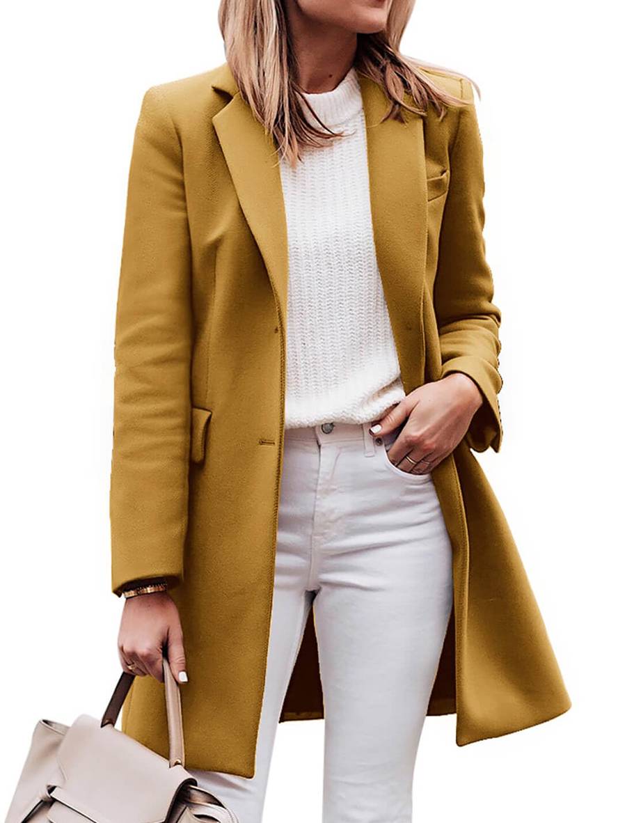 Levoire | Manteau En Laine Uni À Boutons Et Mailles À Manches Longues Pour Femmes Élégant Décontracté Mode Veste