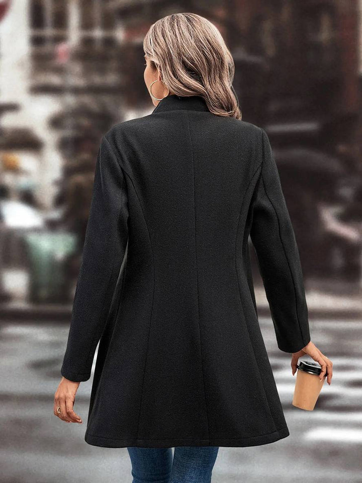 Levoire | Mi-Longueur A-Ligne Manteau En Laine À Boutons Revers Manches Longues Dames Mode Élégante Veste