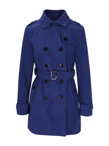 Levoire | Mi-Long Manteau En Laine À Double Boutonnage Ceinture Col À Revers Pour Femmes Élégante Veste Décontractée