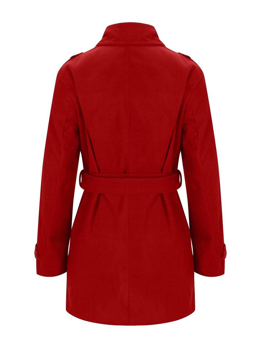 Levoire | Mi-Long Manteau En Laine À Double Boutonnage Ceinture Col À Revers Pour Femmes Élégante Veste Décontractée