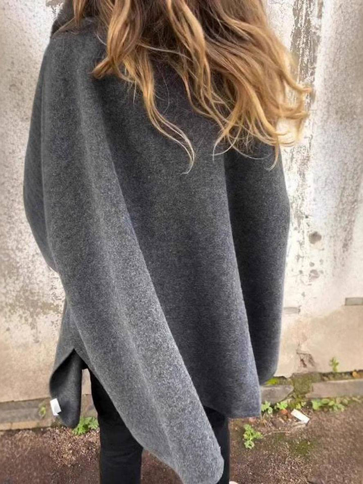 Levoire | Poncho-Manteau Mi-Long Femme Col En Fausse Fourrure Manches Longues Femme Élégant Décontracté Cape Ample
