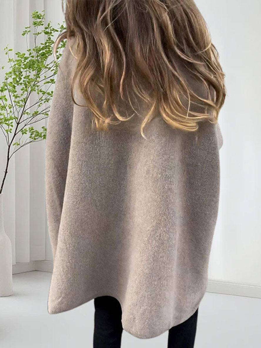Levoire | Poncho-Manteau Mi-Long Femme Col En Fausse Fourrure Manches Longues Femme Élégant Décontracté Cape Ample