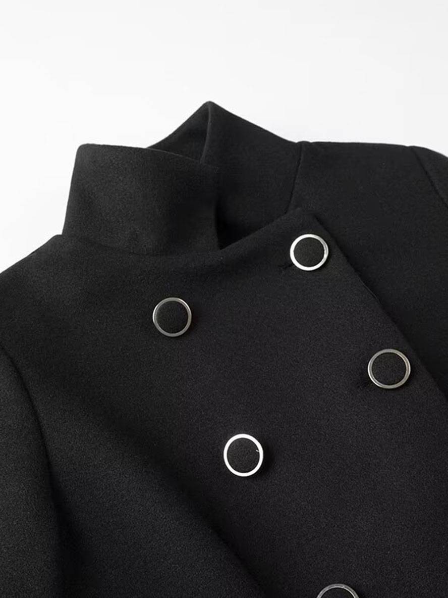 Levoire | Poncho-Manteau Mi-Long Femme Croisé Col Haut Manches Chauve-Souris Élégant Vintage Veste Courte