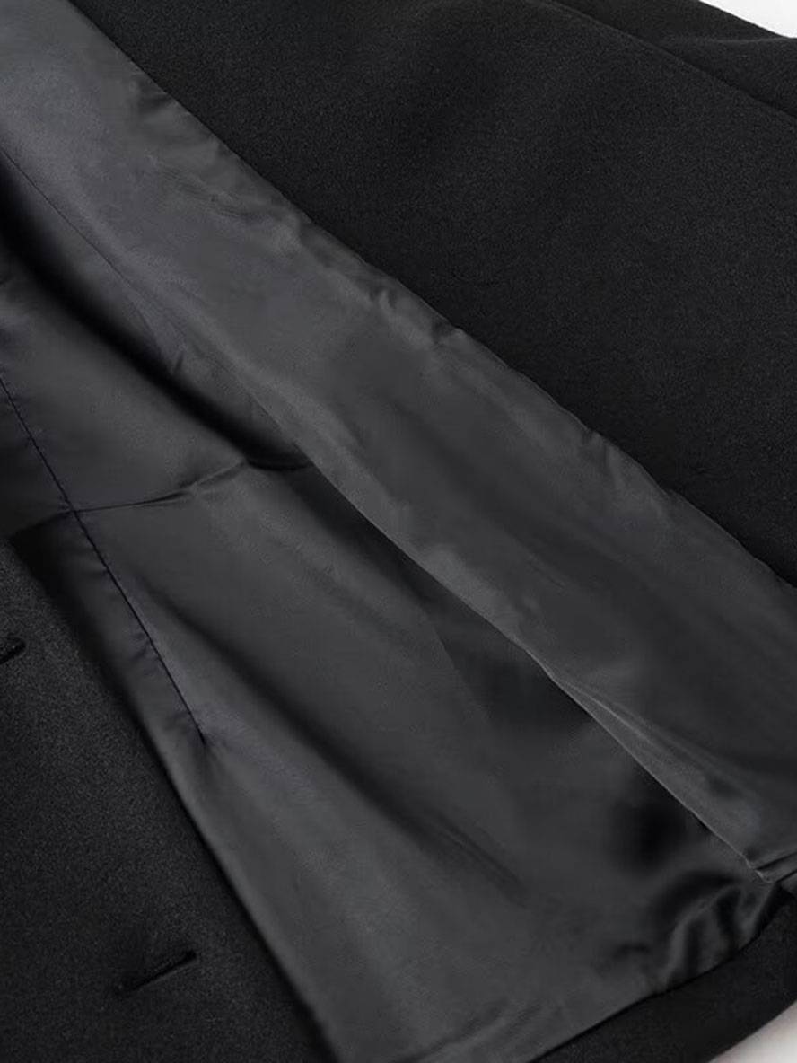 Levoire | Poncho-Manteau Mi-Long Femme Croisé Col Haut Manches Chauve-Souris Élégant Vintage Veste Courte