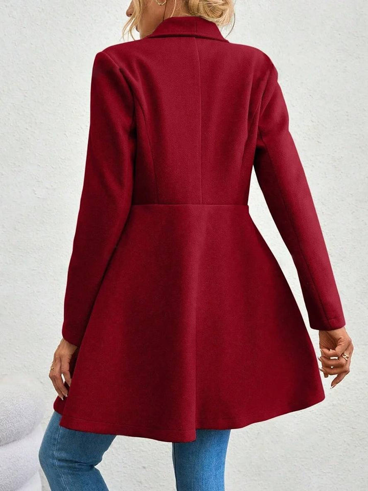Levoire | Manteau En Laine Moyen Long Uni Avec Boutons, Col À Revers, Manches Longues, Élégant, Veste Décontractée Pour Femmes