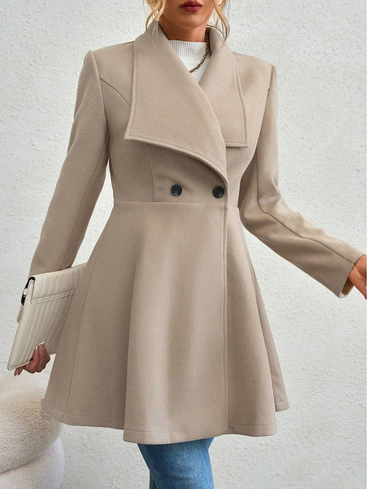 Levoire | Manteau En Laine Moyen Long Uni Avec Boutons, Col À Revers, Manches Longues, Élégant, Veste Décontractée Pour Femmes