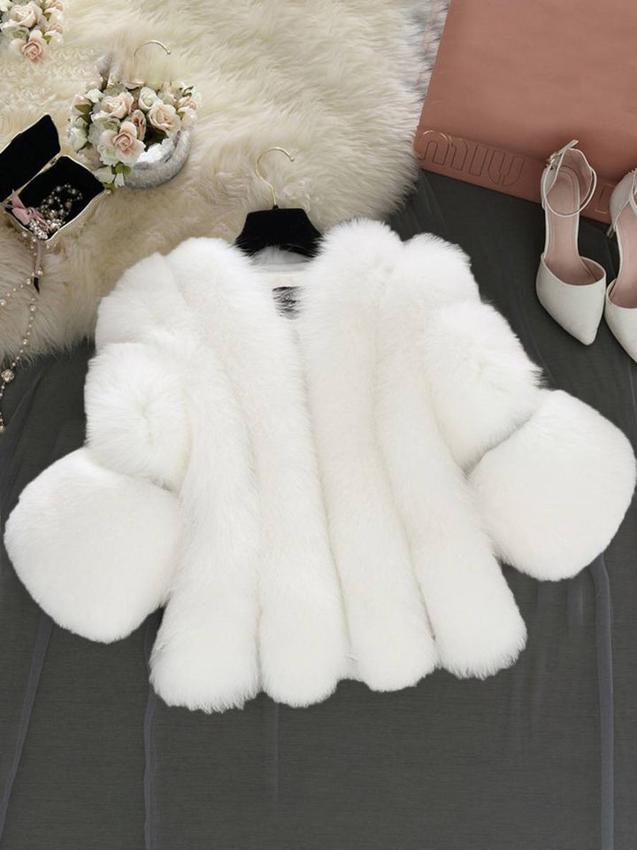 Levoire | Manteau En Fausse Fourrure Unicolore À Manches Longues Pour Femmes Vêtement Élégant Veste D'Hiver Blanc