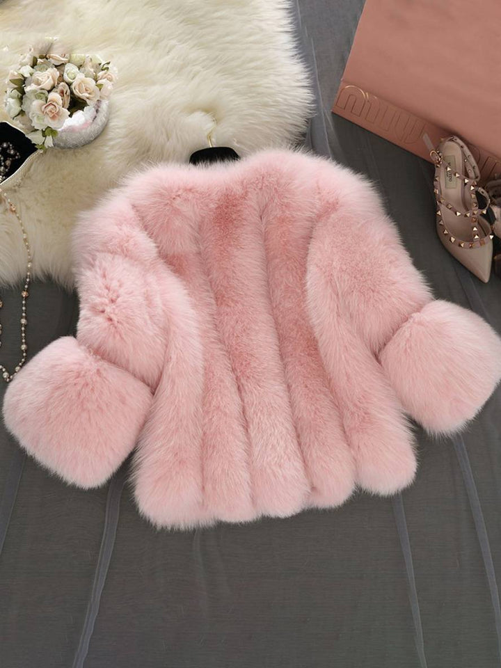 Levoire | Manteau En Fausse Fourrure Unicolore À Manches Longues Pour Femmes Vêtement Élégant Veste D'Hiver