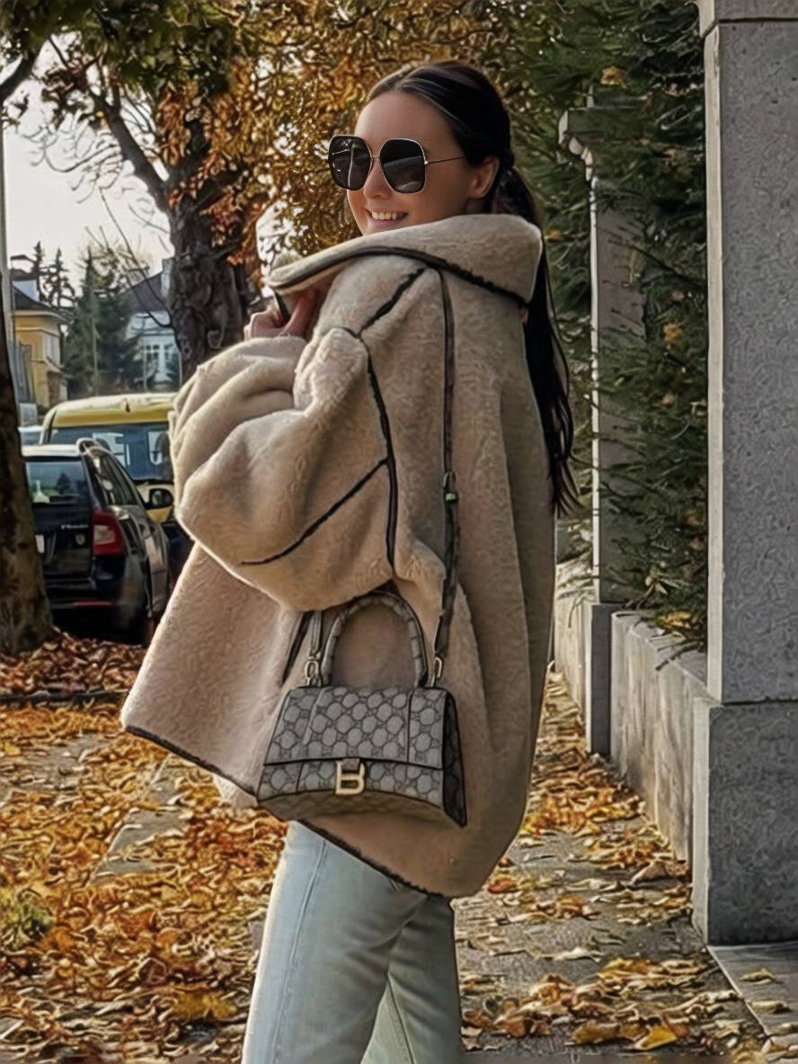 Levoire | Manteau En Fausse Fourrure Avec Boutons, Col À Revers, Manches Longues Pour Femmes, Élégant, Décontracté, Veste Oversized