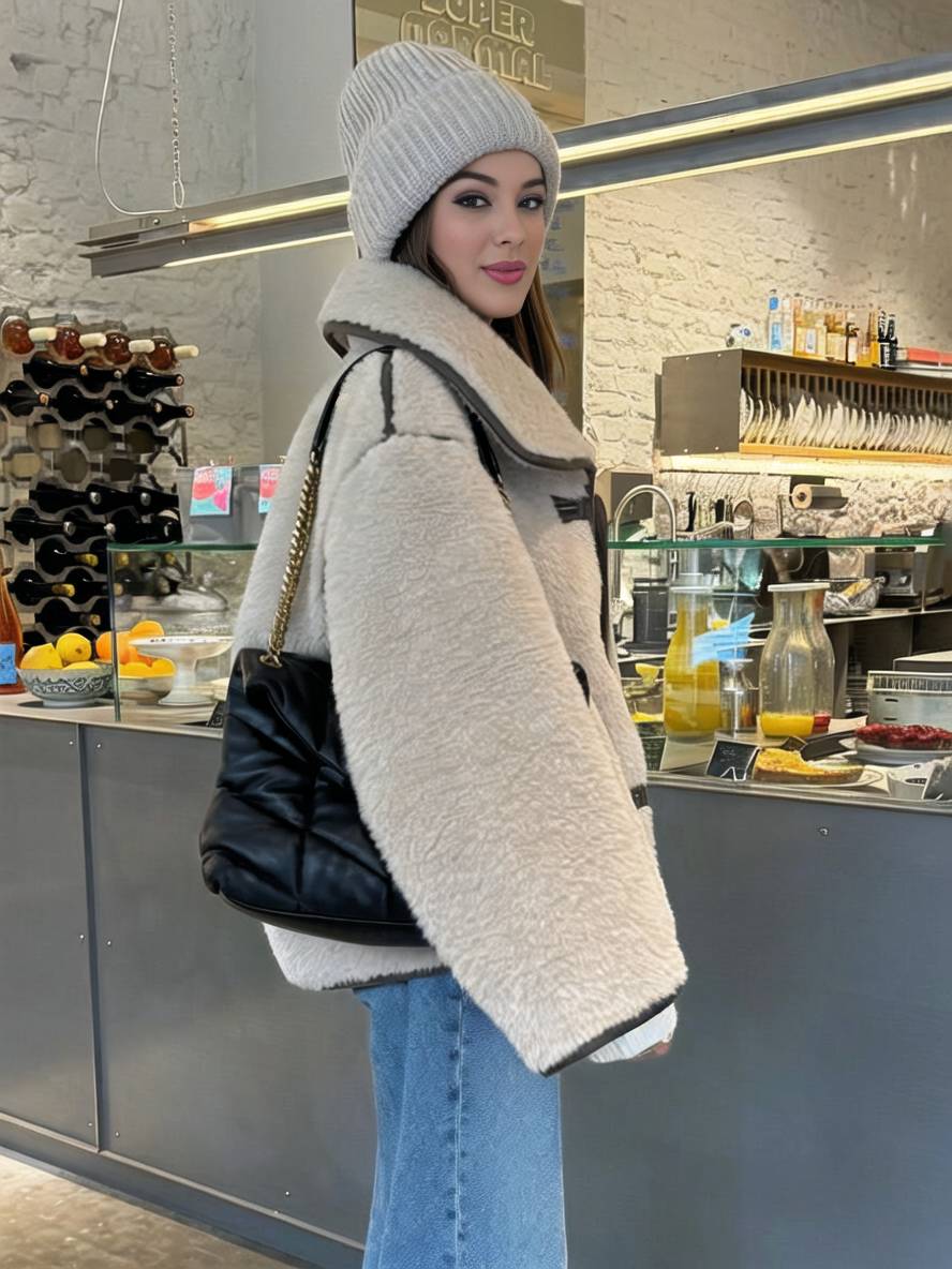 Levoire | Manteau En Fausse Fourrure Avec Boutons, Col À Revers, Manches Longues Pour Femmes, Élégant, Décontracté, Veste Oversized