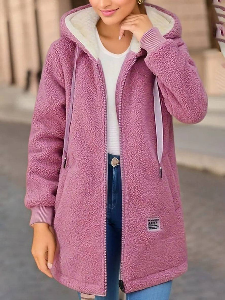 Levoire | Sweat À Capuche Polaire Mi-Long À Fermeture Éclair À Manches Longues Pour Femmes Décontracté Et Ample Violet