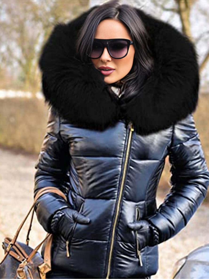 Levoire | Veste En Duvet Courte Avec Capuche Et Fausse Fourrure, Fermeture Éclair, Poches, Manteau D'Hiver Décontracté Pour Femme