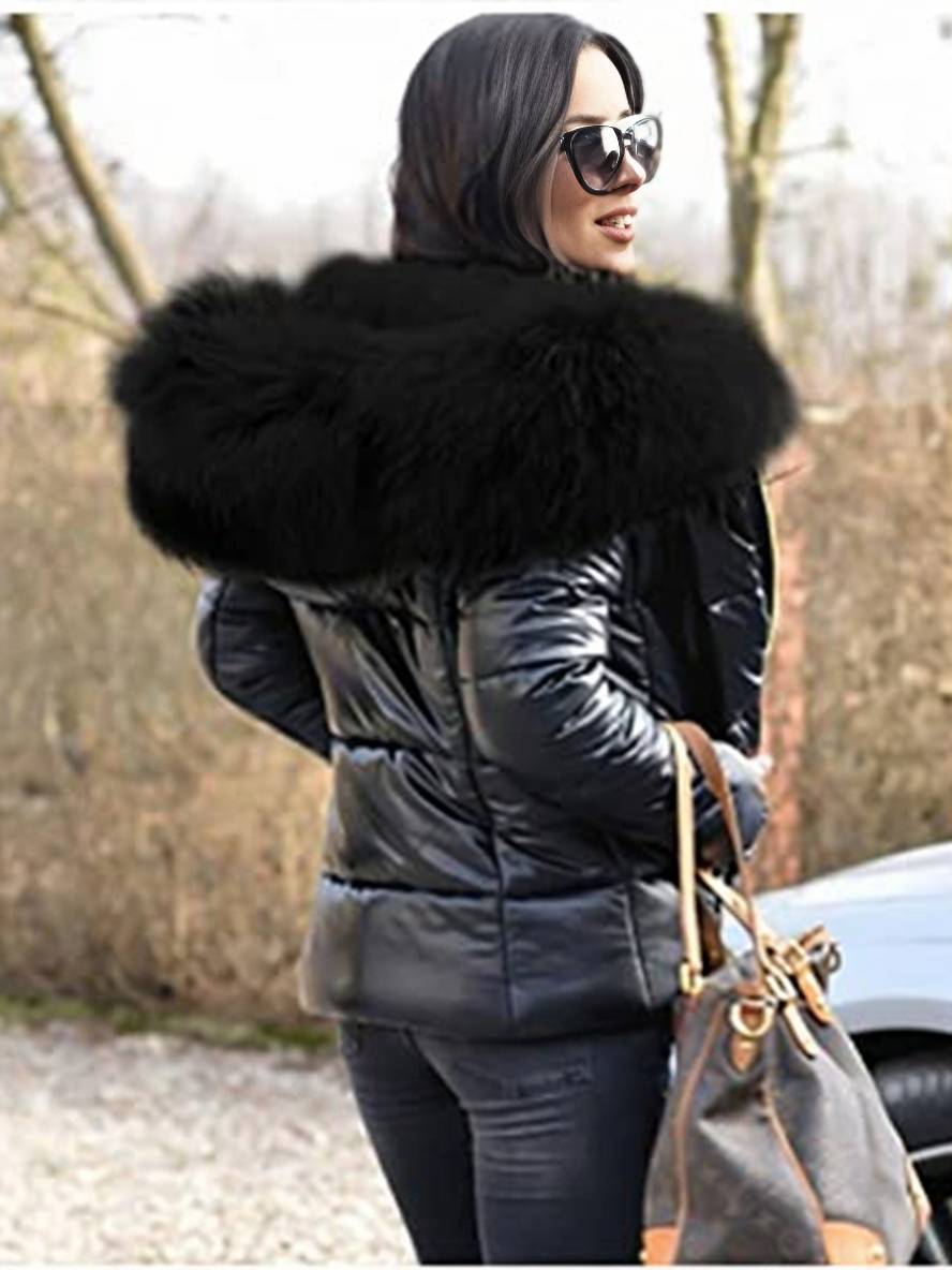 Levoire | Veste En Duvet Courte Avec Capuche Et Fausse Fourrure, Fermeture Éclair, Poches, Manteau D'Hiver Décontracté Pour Femme