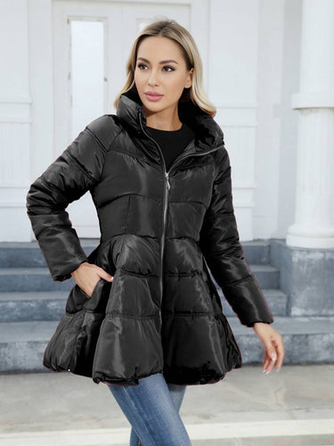 Levoire | Trench-Coat Midi Long Doudoune Trapèze Col Montant Nœud Ceinture Poches Femmes Vintage Mignon Veste
