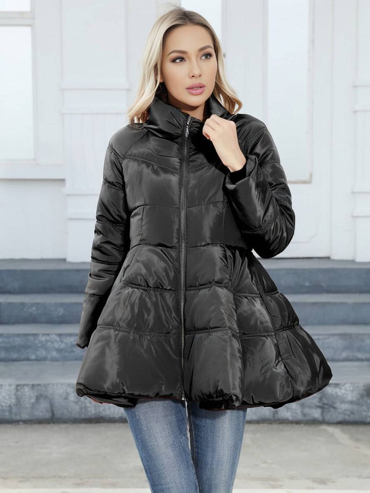 Levoire | Trench-Coat Midi Long Doudoune Trapèze Col Montant Nœud Ceinture Poches Femmes Vintage Mignon Veste